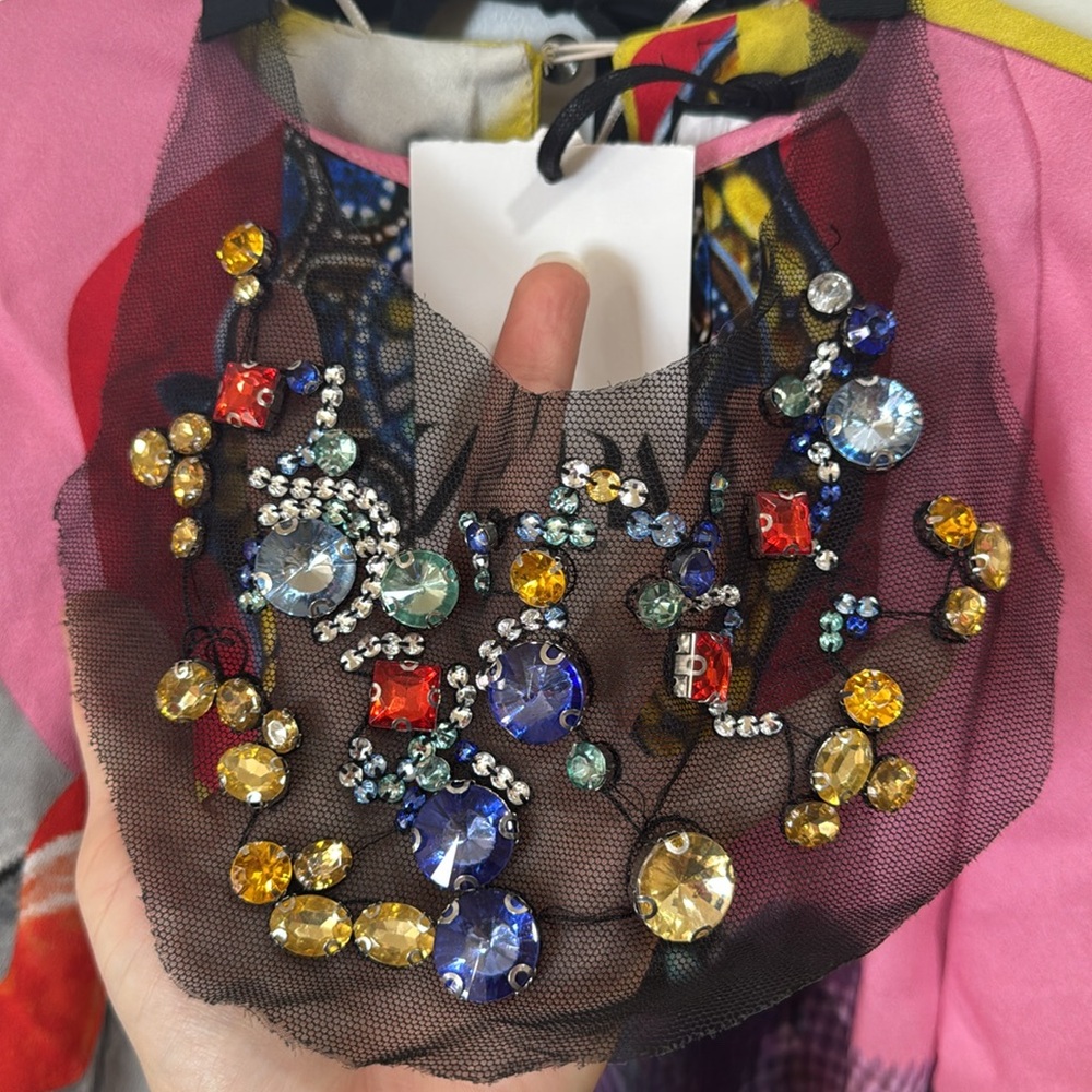 *NEW* ZARA x ATELIER LIMITED EDITION COLORFUL BEJEWELED PUFF SLEEVE DRESS XS - Picture 11 of 16